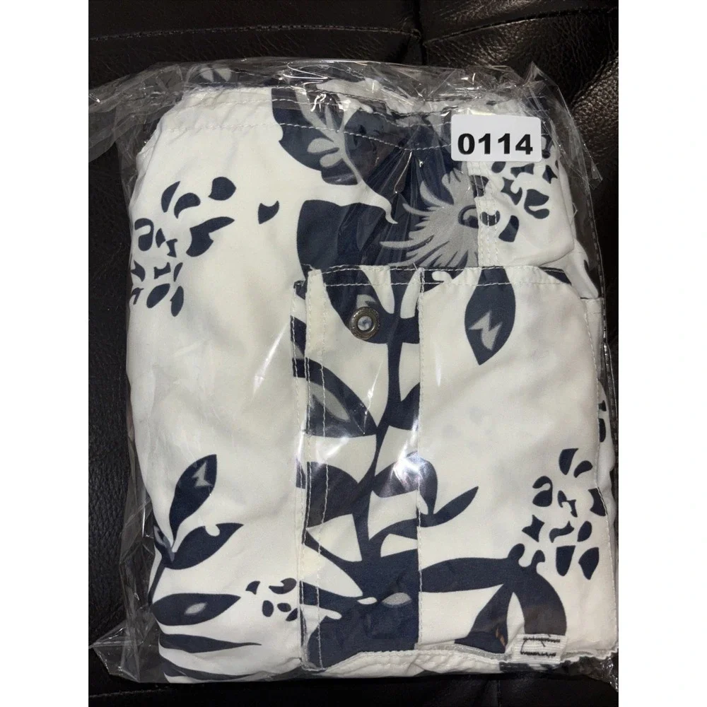 US Polo‎ Assn Swim Trunks Cargo Men's Size S Hawaiian White Blue Floral Logo
